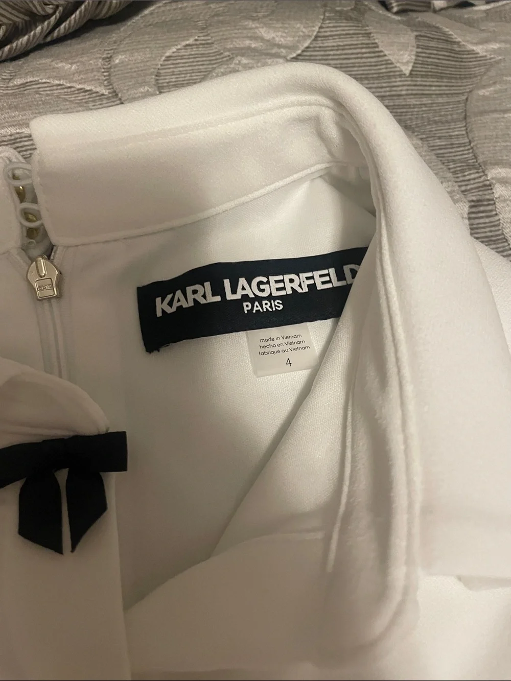 Karl Lagerfeld Black and White Bow Dress Size 4 Worn Once - Picture 3 of 12